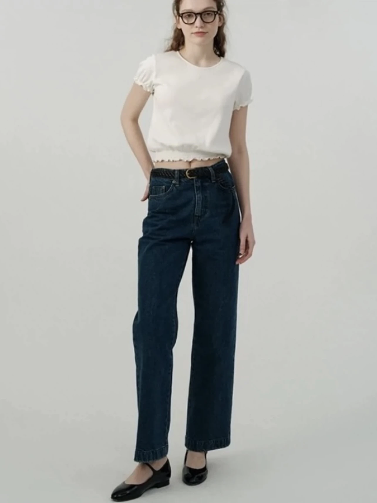 

High Waist Straight Leg Jeans Long Trousers Candy Miss Dongda Gate Th*Bar*net Loose Fit Slimming Denim Blue Casual Pants