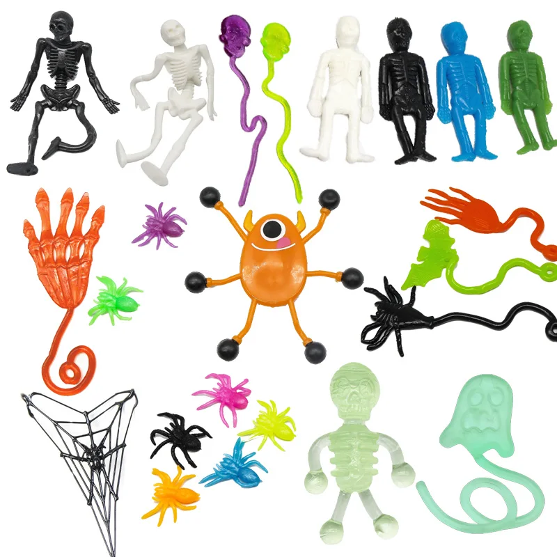 5 pièces élastique extensible collant squelette crâne araignée Squishy mur escalade Gag farces jouets pour enfants Halloween décoration