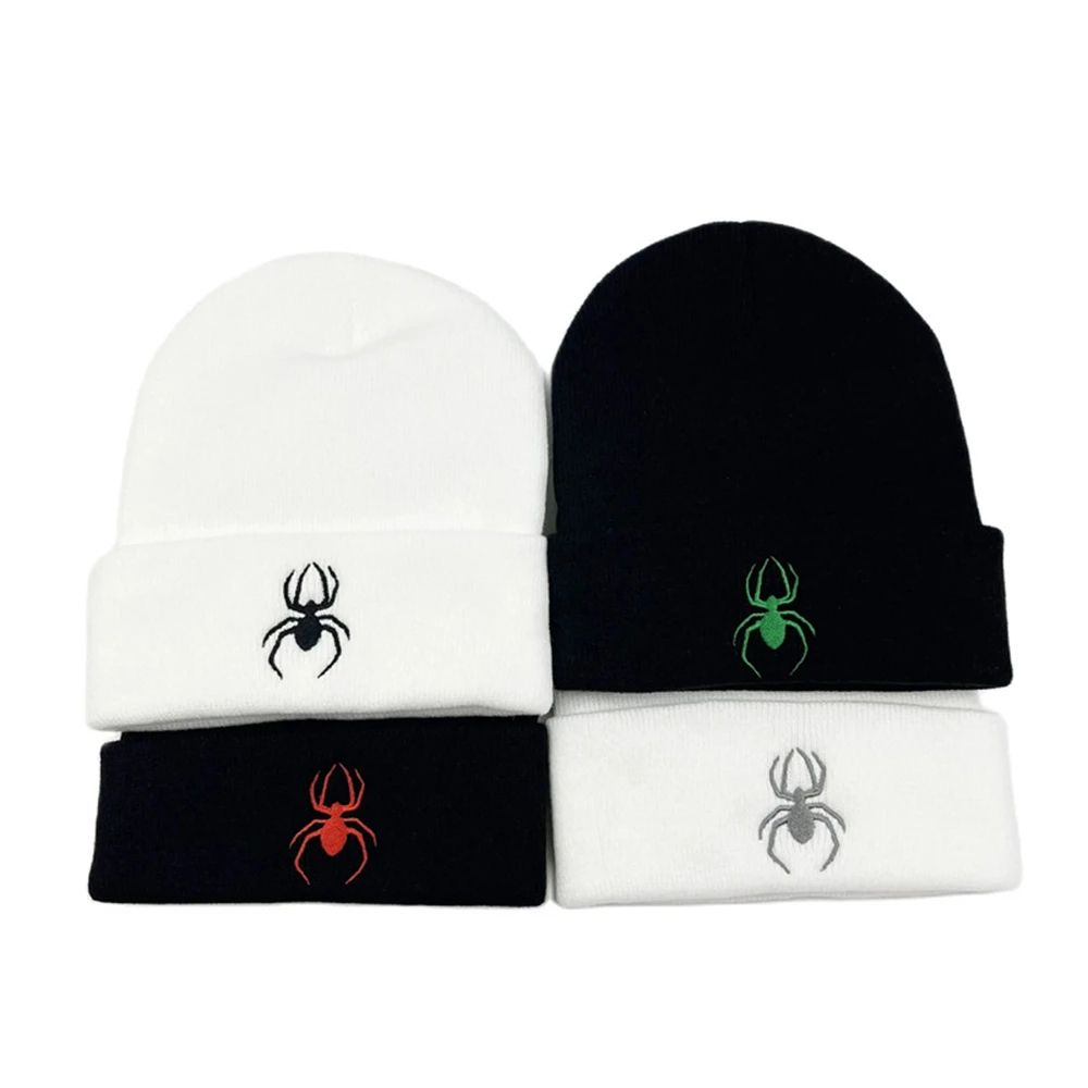 1pcs Fashion New Cartoon Spider Embroidered Beanies Hat Winter Autunm Warm Knitted Bonnet Cap Soft Wool Beanies Caps Couple Gift