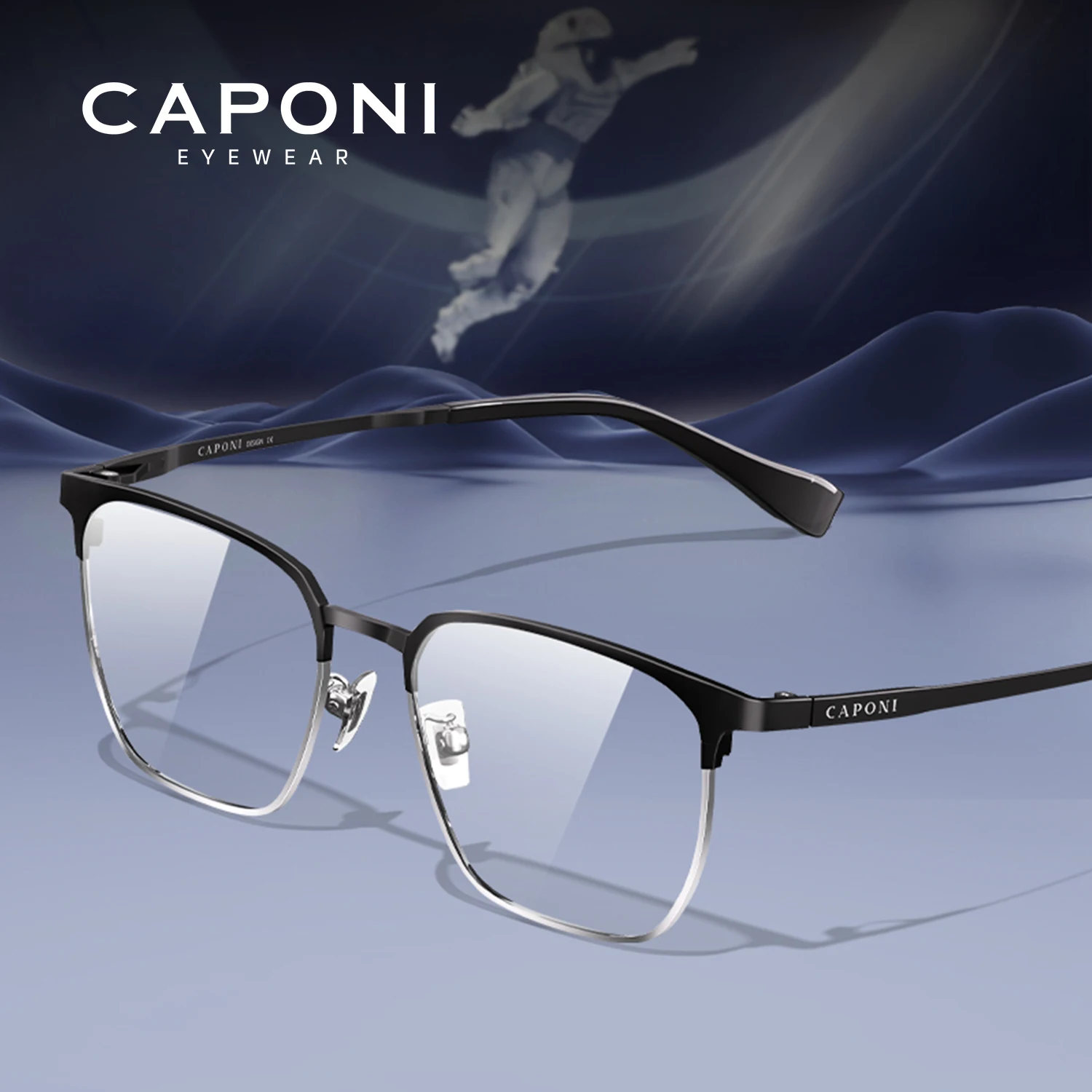 CAPONI Men GLasses High Quality Titanium Original Designer Business Glasses Frames Anti Blue Ray Photochromic Eyeglasses J24620