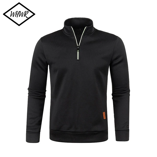 Męskie bluzy wiosenne grubsze swetry sweter z zamkiem błyskawicznym dla mężczyzn bluza męska bluza jesień jednokolorowe swetry z golfem