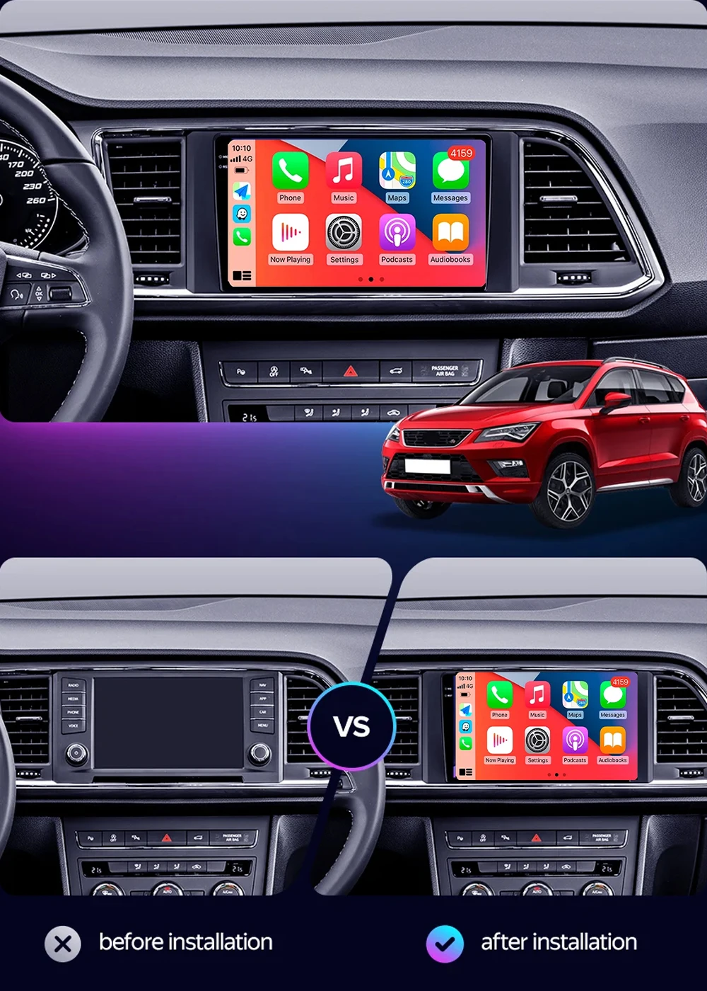 Android 16 For Seat Ateca Cupra 2016 - 2023 2K QLED Android Car Radio Multimedia Video Player GPS AI Voice CarPlay 4G Stereo