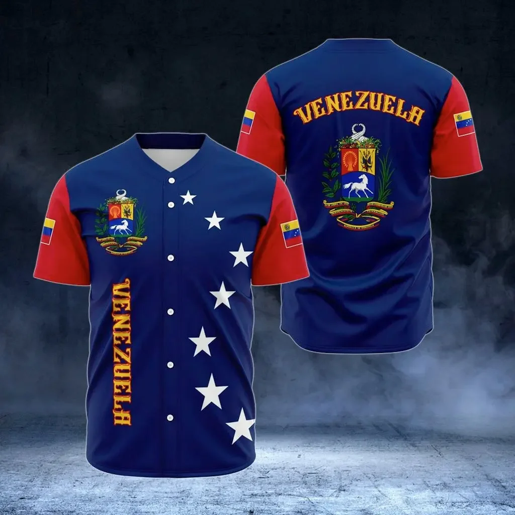 Venezuela Heraldry Unisex Baseball Jersey Shirts Mens Ladies Casual Sports Jersey Venezuela Coat Fashion Short Sleeve Shirts