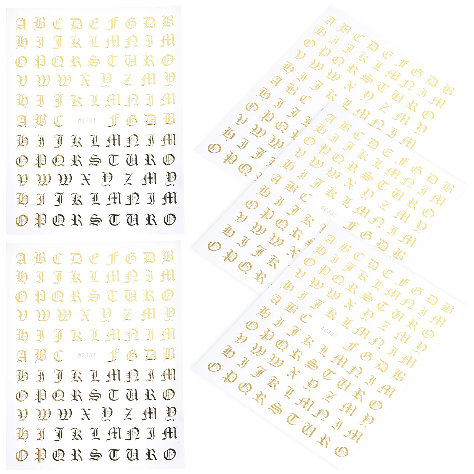

5 Sheets Alphabet Nail Stickers Manicure Decals DIY Nail Art Supplies Easy Peel Letters Self Adhesive Alphabet Stickers