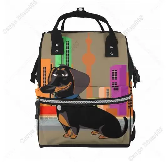 Dachshund Dog Printed Mummy Backpack Diaper Bag Multi  display picture 1