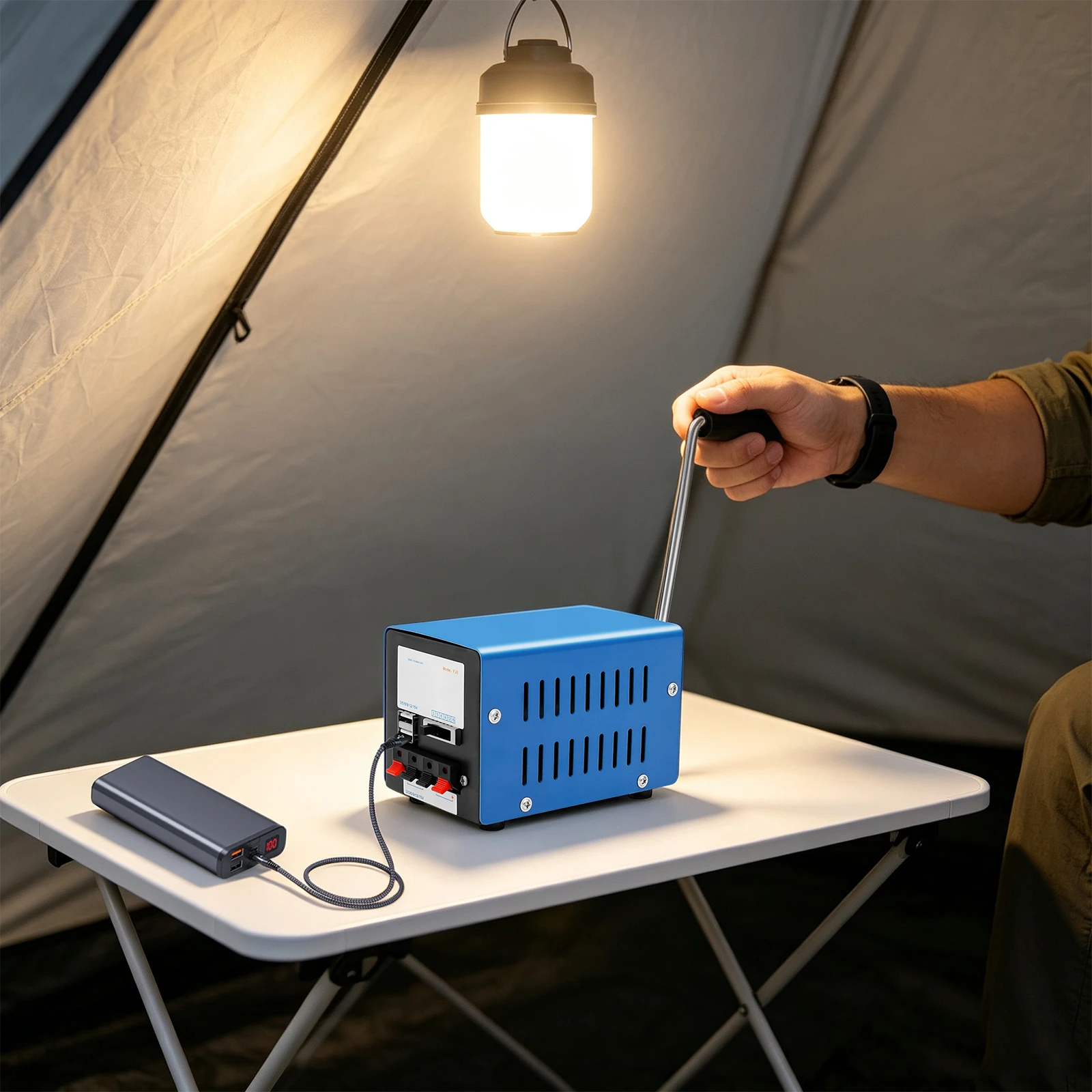 Manual Crank Generator 20W Portable, Hand Powered Emergency Generator with USB 5V Output, Survival Power Supply for Phone Laptop