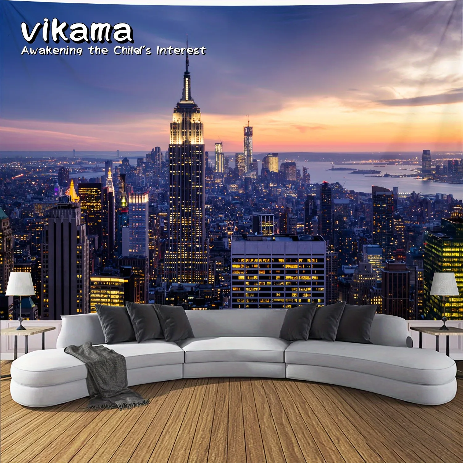 VIKAMA Empire State Building Skyline dekorativer Wandteppich, perfekt für Wohnzimmer, Schlafzimmer, Büros und Heimpartys