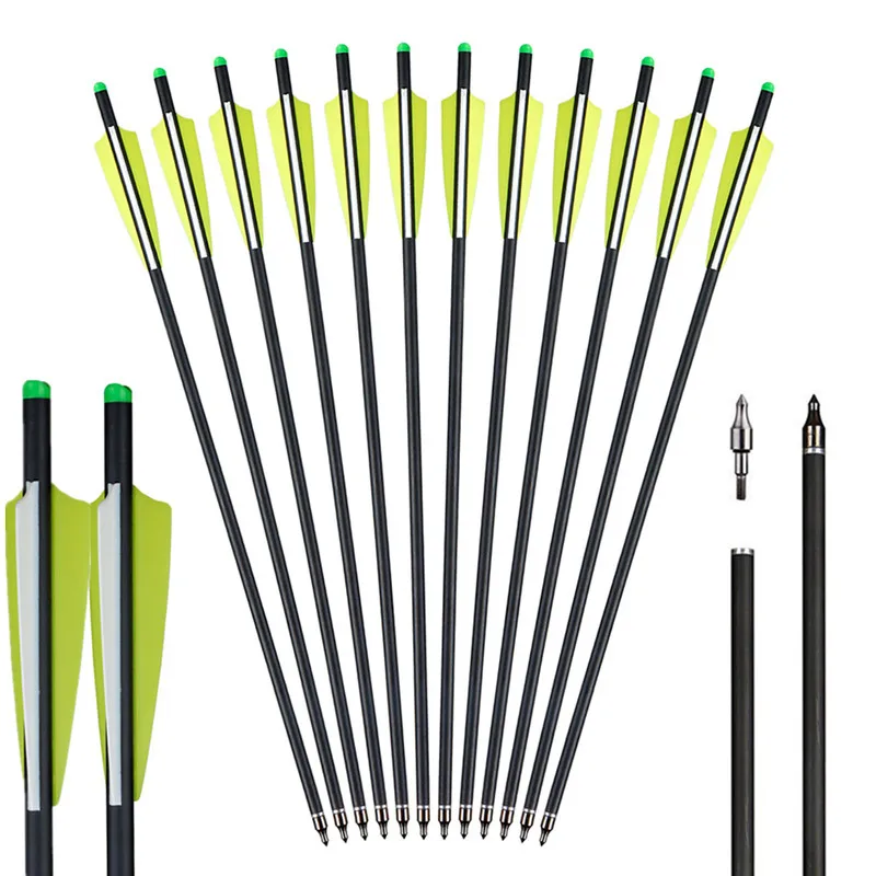 6PCS/12PCS 20 Inch Crossbow Bolts Arrow Mixed Carbon Arrows 8.8mm Archery Hunting Shooting Removable Arrowhead Bow Accessories