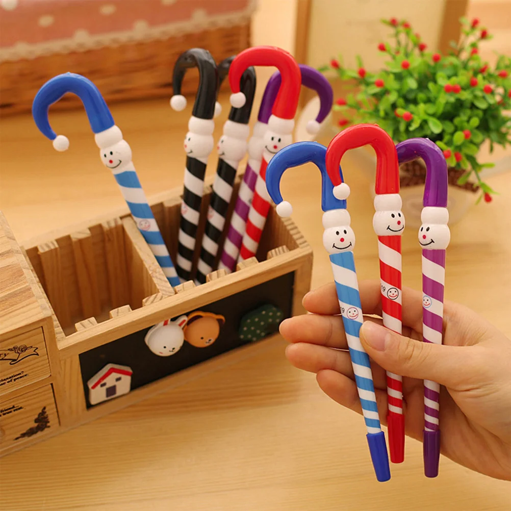 

5pcs Christmas Snowman Umbrella Ballpoint Pen 0.5Mm Blue Oily Ink 18Cm Hard Plastic For School Office Birthday Ceremony Awards