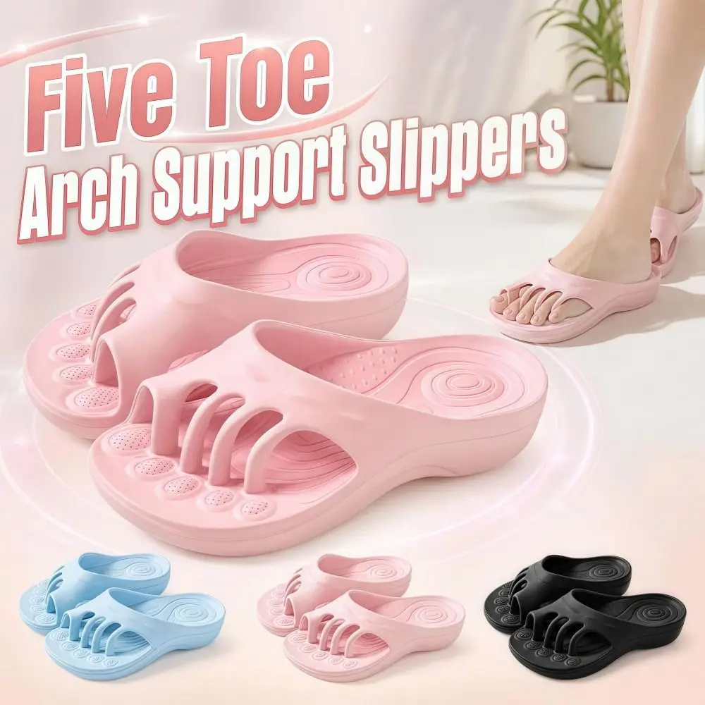 EVA Five Toe Slide Sandals Non-slip Soft Soled Arch Support Slippers Bunion Relief Lightweight Split Toe House Slides Woman