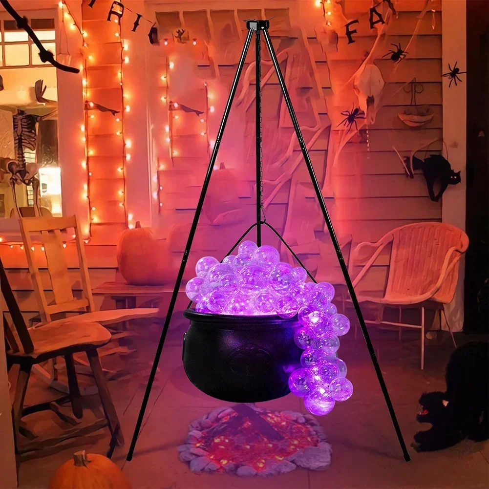 

Halloween Witch Bubble Pot Set DIY Bubbling Cauldron Transparent Ball Glowing Spooky Ornaments With Stand Halloween Decorations