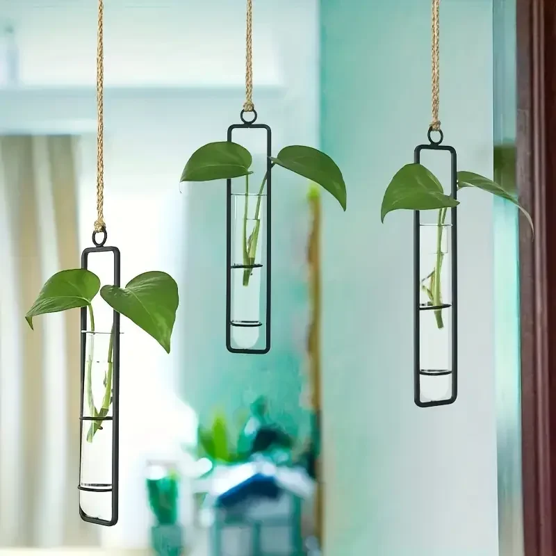 1PC Metal Pointed Flower Vase Wall Mounted Hanging Planter Indoor Outdoor Home Garden Decor Unique Iron Art Decoration