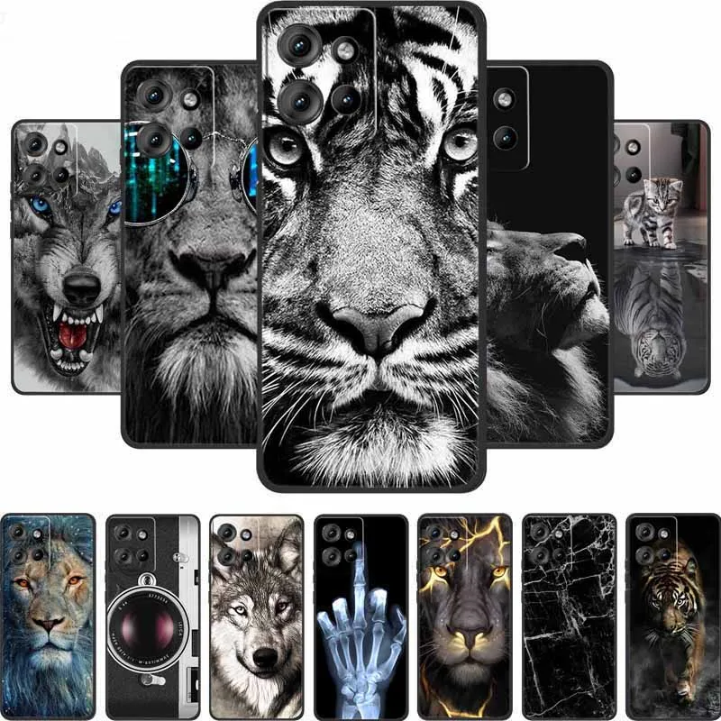 حافظة لهاتف موتورولا جي 2026 غطاء هاتف ليون وولف تايجر أسود من السيليكون غطاء خلفي ناعم لهاتف موتورولا موتو جي بلاي 2026 حقيبة كوكيه