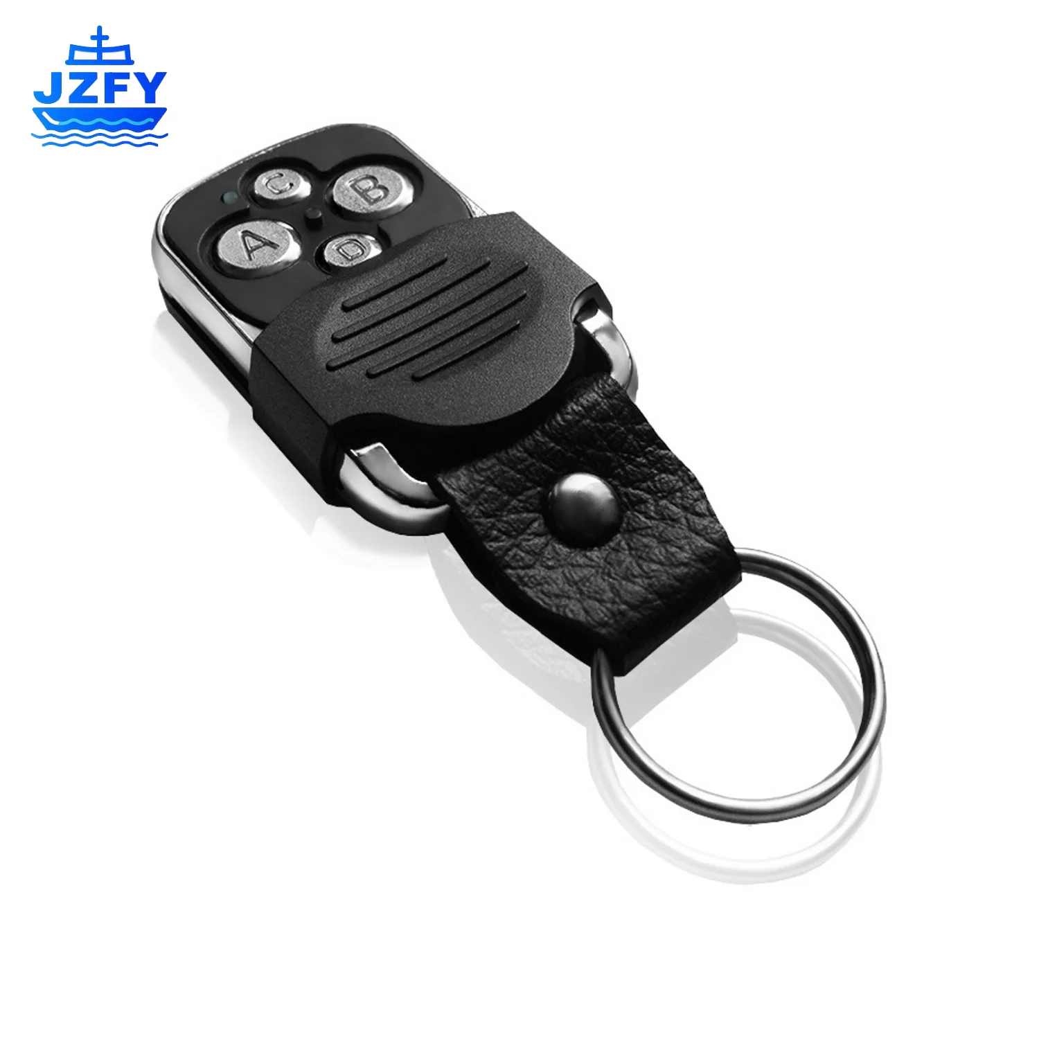 

JZFY Leather Strap Metal 433MHz Wireless RF Key Clone Duplicator Garage Door Opener Control Code Cloning 433 remote control