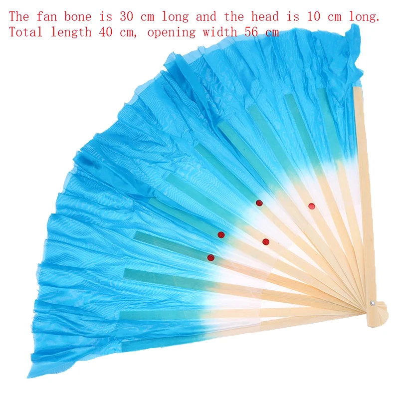 1PC 30cm Chinese Short Bellydance Fan Bamboo+10/20cm Half Circle SilkVeil Pairs Yangko Belly Dancing Fan Hand Dye Adults