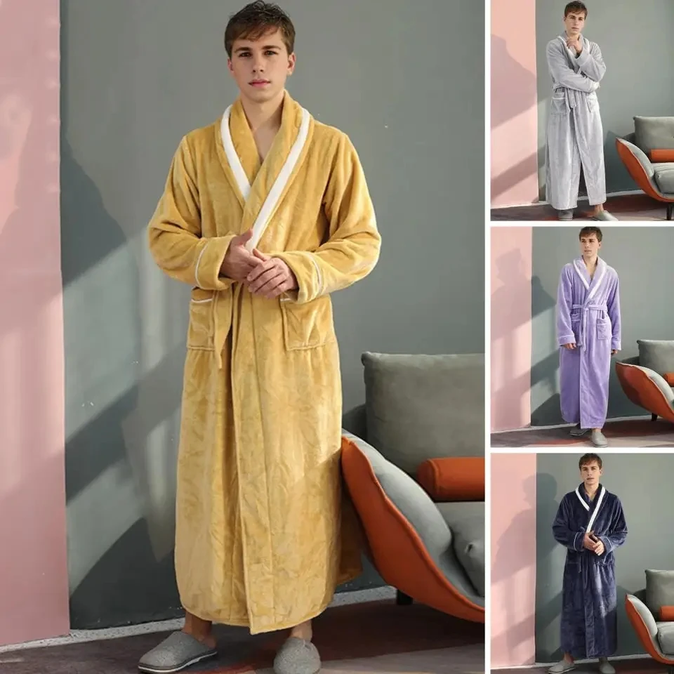 Women's Winter Casual Plush Robe Solid Color Matching Double Pocket Strappy Nightgown Fuzzy Bathrobe Coats Home Clothed Ladies