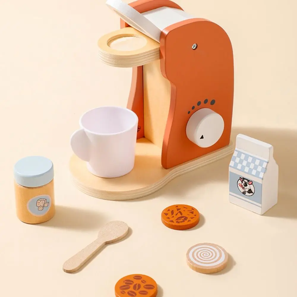 Licuadora de simulación, máquina de café de madera, cocina interactiva de aprendizaje temprano, juguete para juego de imitación, Montessori cognitivo