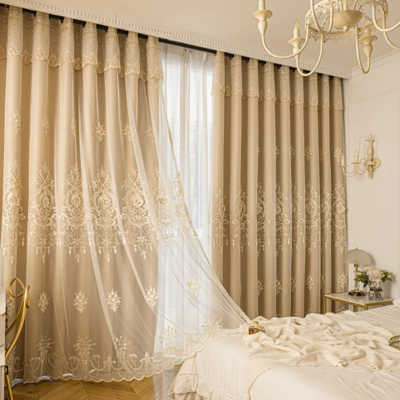 

Новая вышитая штора для окна, 2 слоя, в стиле кантри, простые тюлевые занавески для гостиной и спальни, 1 шт.