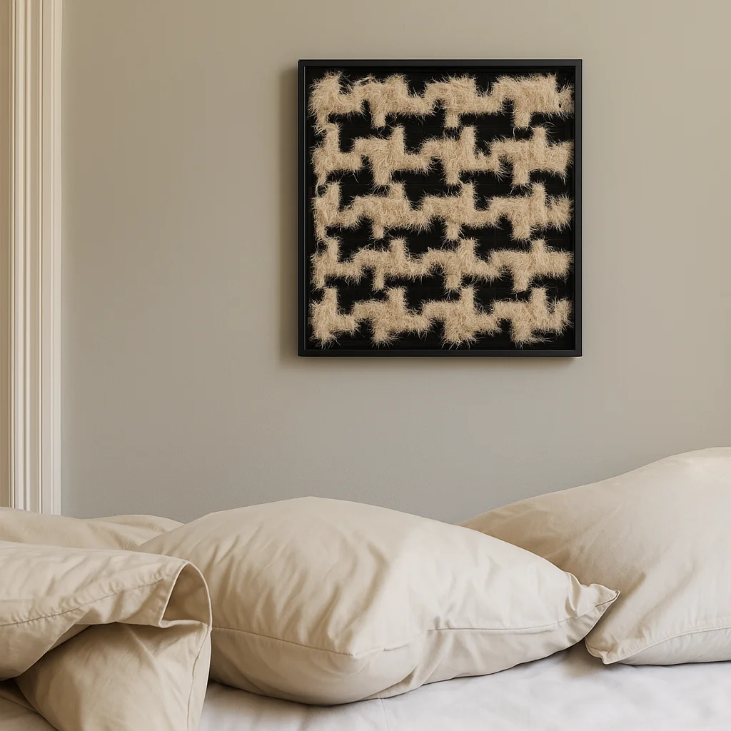 #￥Modern & Fuzz Inspired Houndstooth Wall Art Framed Abstract Design for Home Decor Interior Design & Home Decoration Piece