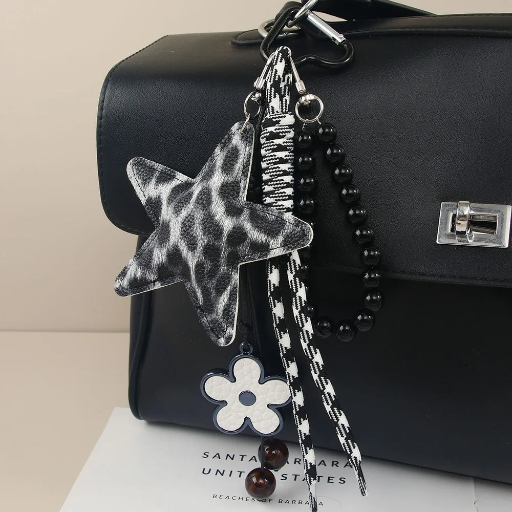 Animal Print Star Bag Charm Beaded Flower Multi Charm Keychain For Handbags Tote Bags Shoulder Bags Backpacks Women Girls Gift