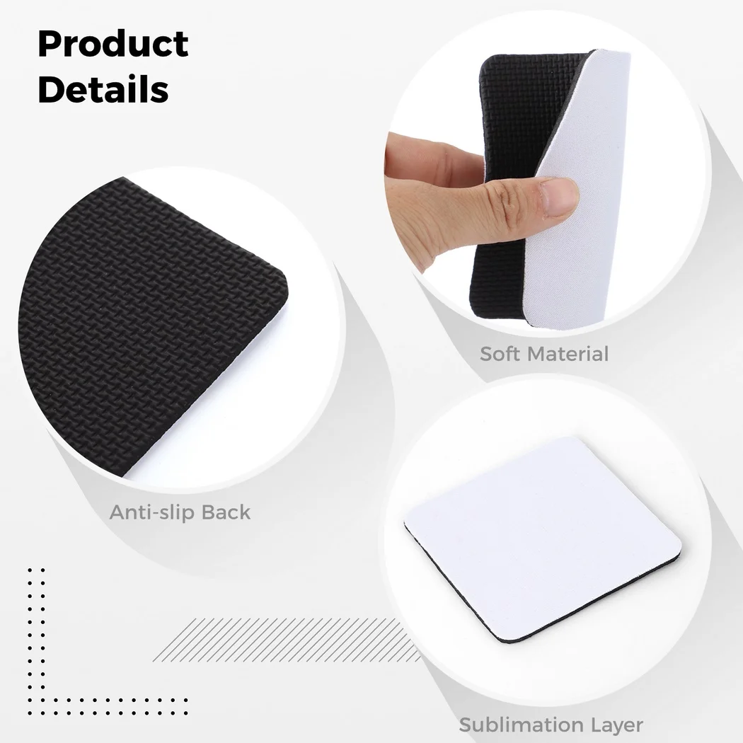 100Pcs Sublimation Coasters Square Blank Cup Mats Non-Slip DIY Blank Coasters Sublimation Transfer Heat Press Printing Crafts