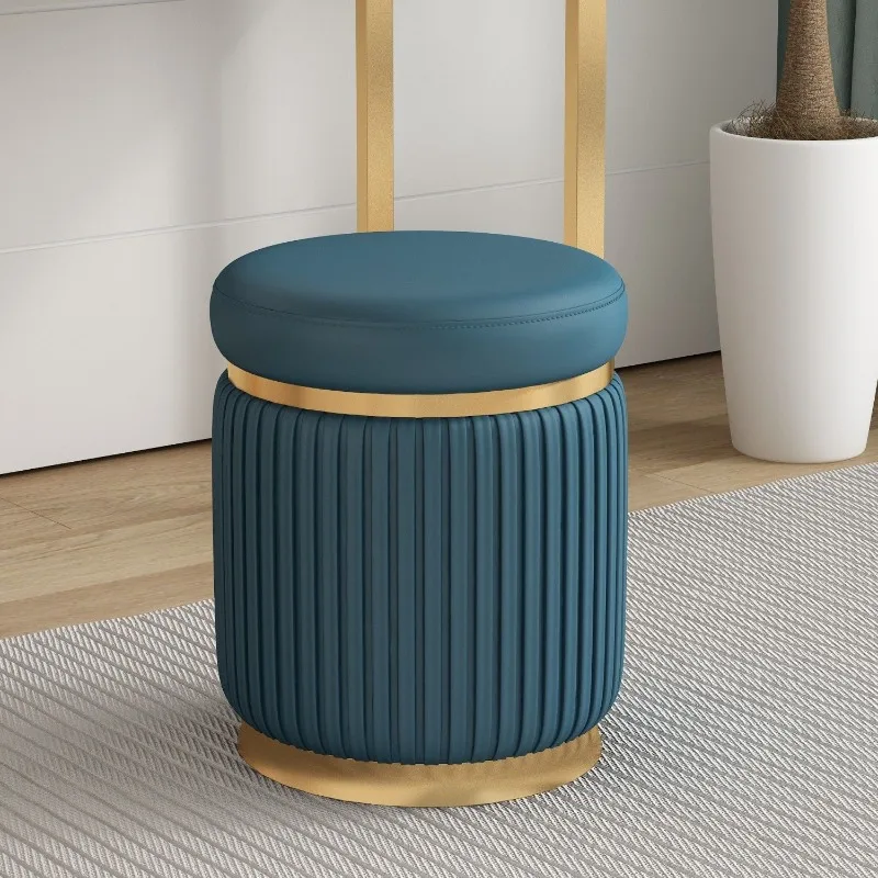 

Eco-Friendly Nordic Vanity Stool Upholstery Sturdy Construction High Rebound Sponge Seat for Bedroom Living Room Office Ottomans