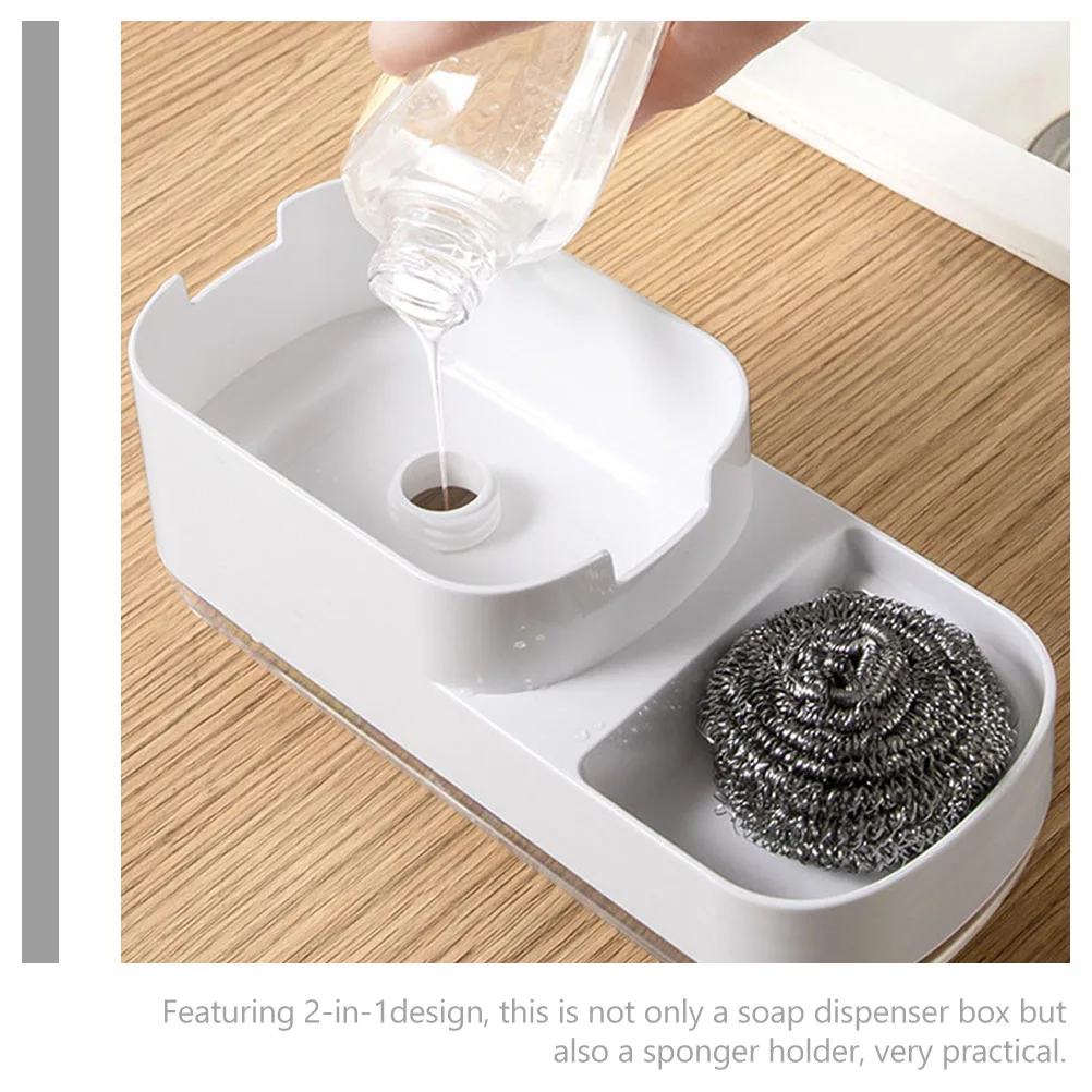 

2in1 White Soap Dispenser Sponge Holder Cleaning Home Soap Dispenser Dishwashing Supply Sink Accessory