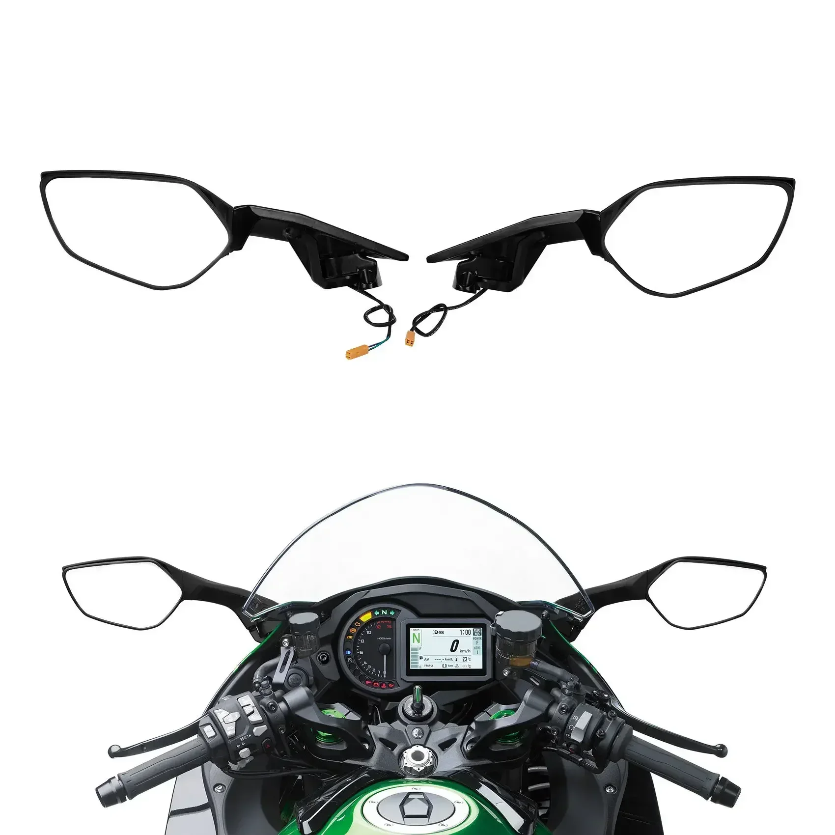 For Kawasaki Ninja H2 2015-2022 ZX1000 2015-2018 Carbon ZX1002 Motorcycle Acsessories Rear View Mirrors LED Turn Signals Parts