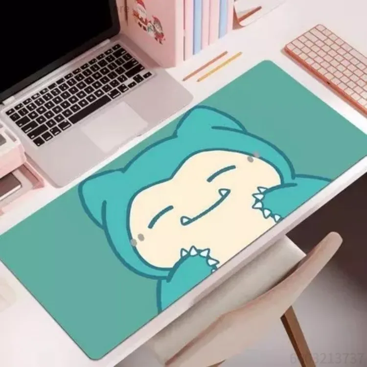 Cute Simple Solid Background Cartoon Monster Large Desk Mat, Gaming Mousepad,Anti-slip Lockedge Keyboard Pad for Girls Desktop