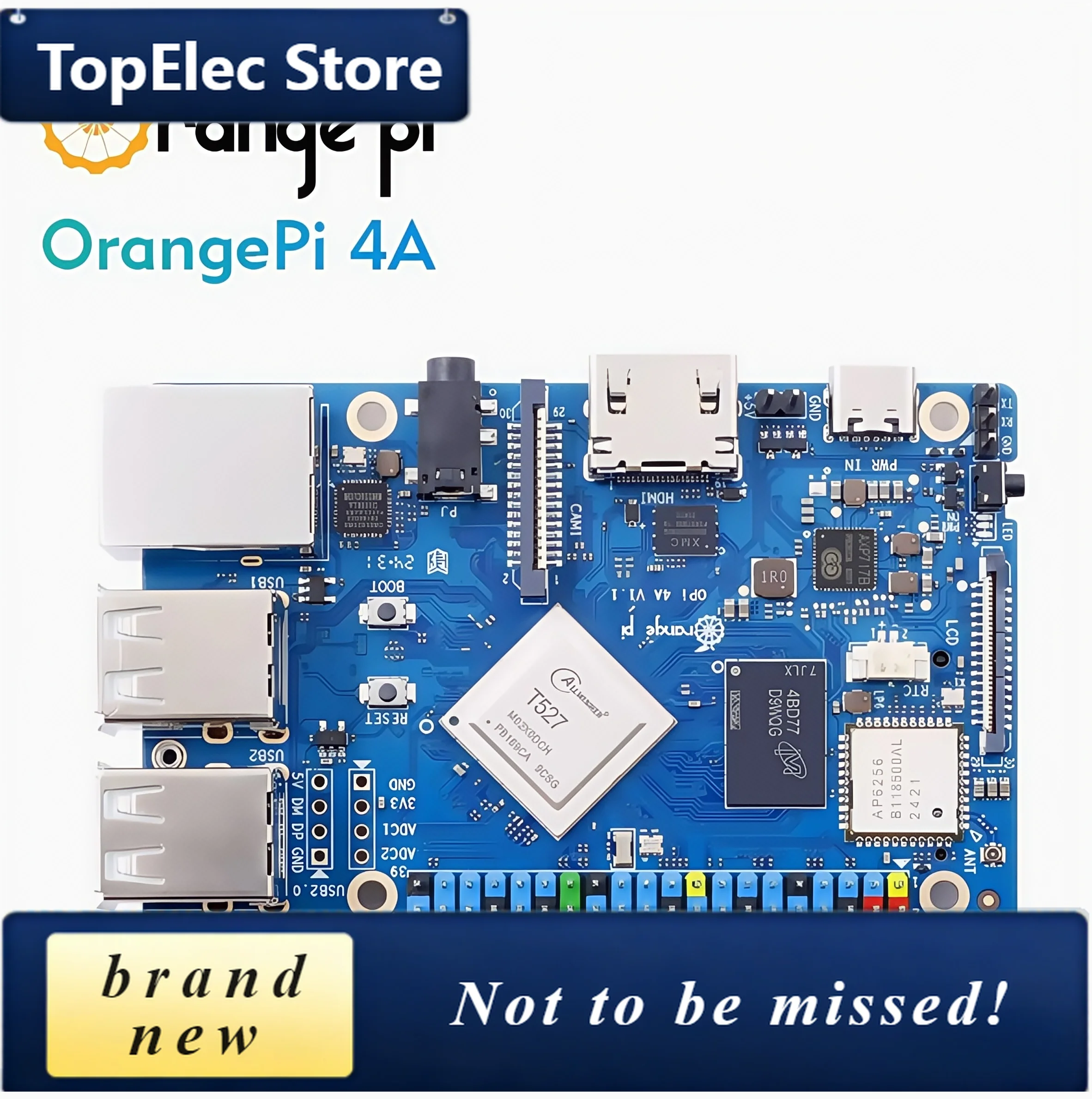 TopElec Orange Pi 4A  2GB/4GB Allwinner T527 chip 2G and 4G running memory optional