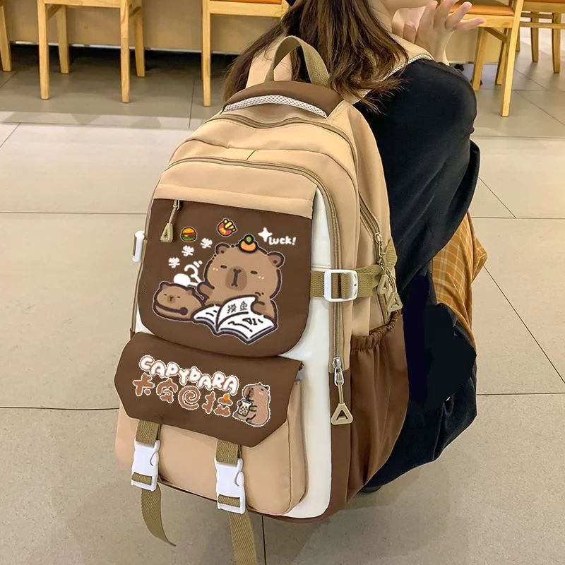 

Capybara Backpack Cute Backpack Plush Schoolbag Cartoon Waterproof Animal Large Capacity Stuffed Unisex Multi Layer Backpack