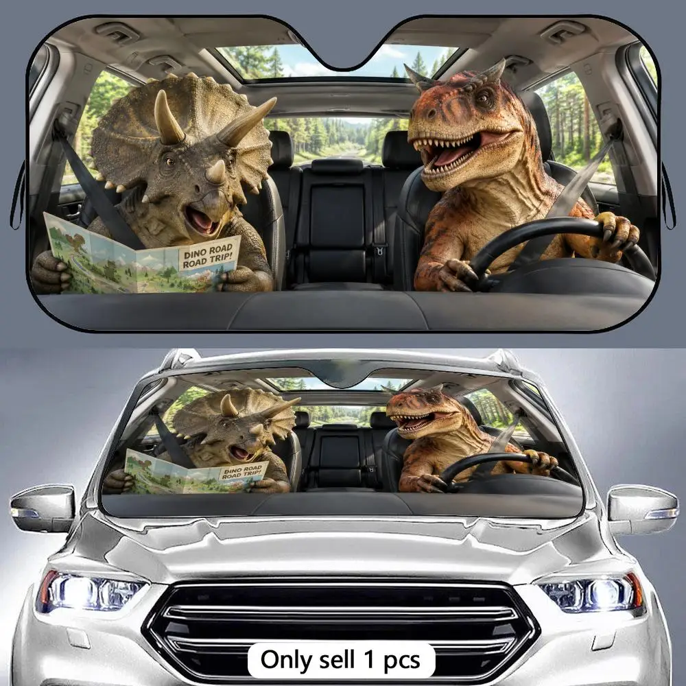 

Dinosaur Tourism Sun Visor Aluminum Foil Windshield Sunshade with Reflective UV Block Heat Insulation Foldable Universal Fit