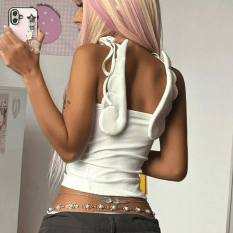 Sexy Sweet Angel Wing Tank Tops Women Clothes Sleeveless Slim 2000s Clothes Y2k Summer Tops Japan Style Tanks & Camis Chic
