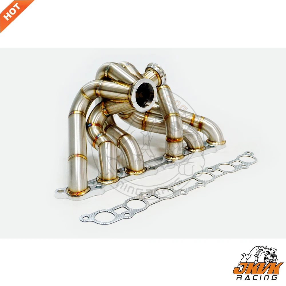 JKVK RACING 3.0 '' V fascia Flangia SS304 Tubo vapore da 3 mm Collettore turbo di lunghezza uguale per yo ta Supra MK4 Lexus GS300 2JZGE