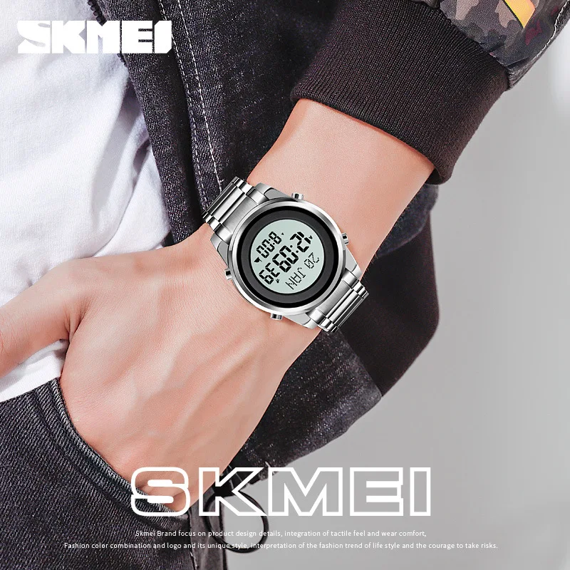 Skmei Fashion moslim aanbidding multifunctionele herinnering gebedsrichting indicatie elektronisch herenhorloge