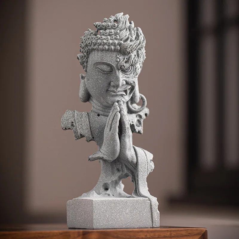 1PC Zen Sakyamuni Buddha Statue Ornaments Creative Buddha and Demon Thoughts Tea Space Office Desktop Home Decoration