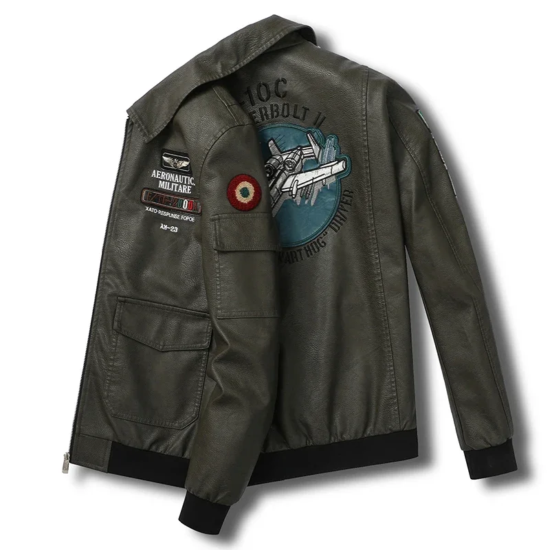 2024  Indian Embroidery Genuine Leather Jacket Men's Cowhide Motorcycle Jackets Air Force Pilots Clothes Flying Suit