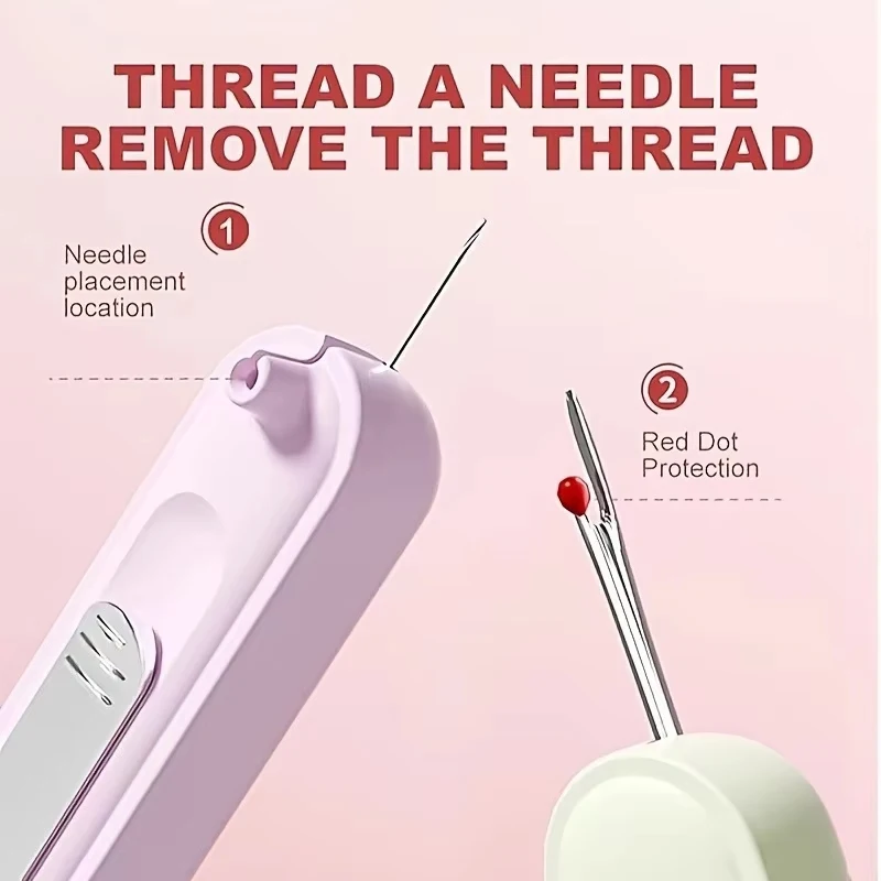 2 In 1 Needle Threader and Seam Ripper Tool Multifunctional Sewing Thread Remover Cross Stitch Crafting Accessories Easy Use