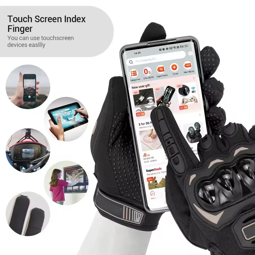 Racing Motorcycle Sports Gloves Men's Summer Breathable Mesh Touch Screen Gloves Off-road Protective Equipment Hunting Clothing