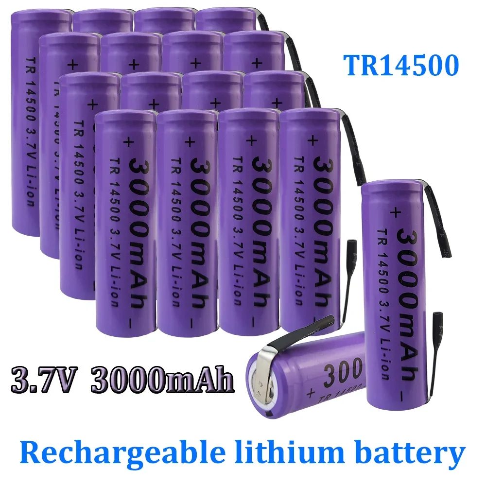 

3.7V 14500 Lithium Battery 3000mAh Rechargeable Batteries Welding Nickel Sheet batteries For LED Flashlight Torch