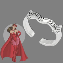 Avengers Superhero Scarlet Witch Wanda Django Maximoff Ring Metal Open Rings Women Peripheral Cos Jewelry