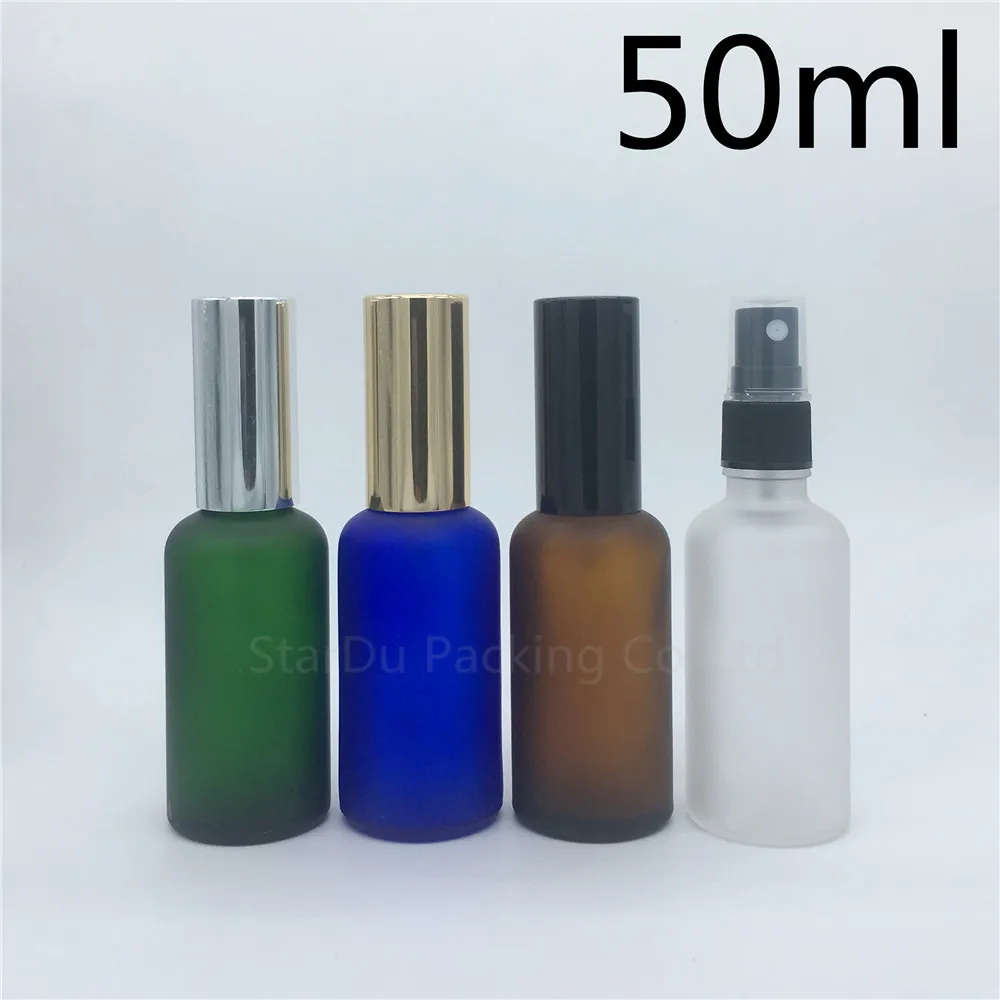 

Travel Bottle 50ml Amber Blue Green Transparent Frosted Glass Bottle With sprayer, 50cc Perfume Bottle Spray Bottles 10pcs