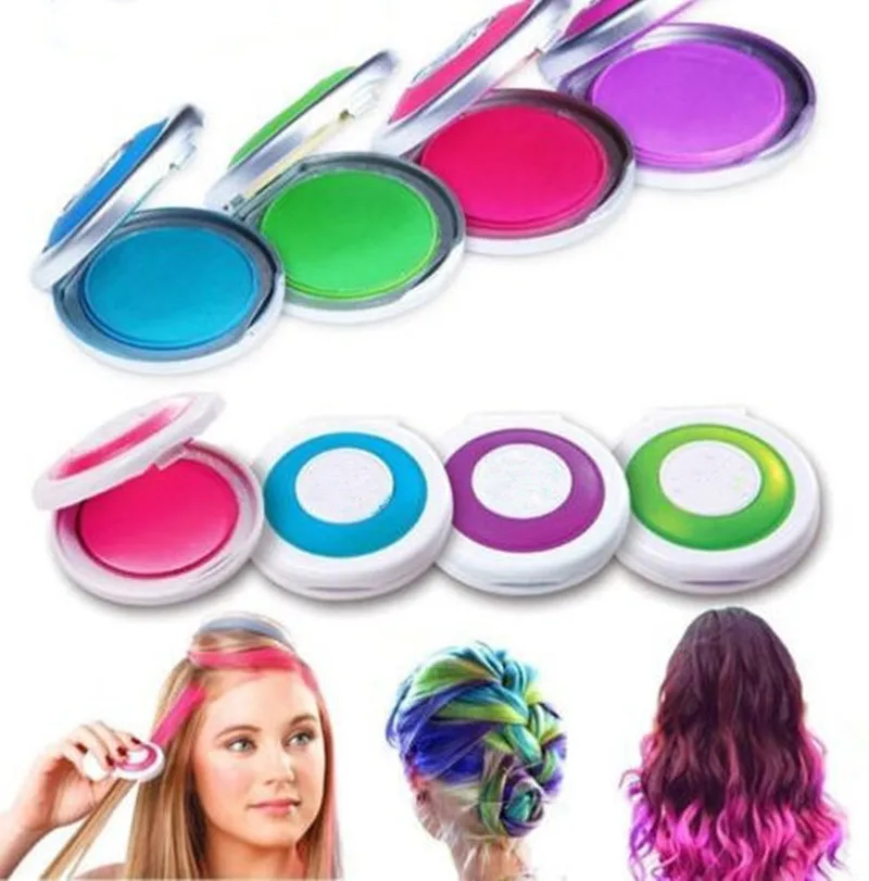 

4Pcs Fashion Pick Dyeing 4Colors Powder One Time Portable Hair Dye Temporary Hair Chalk Powder DIY Beauty Styling Accessories