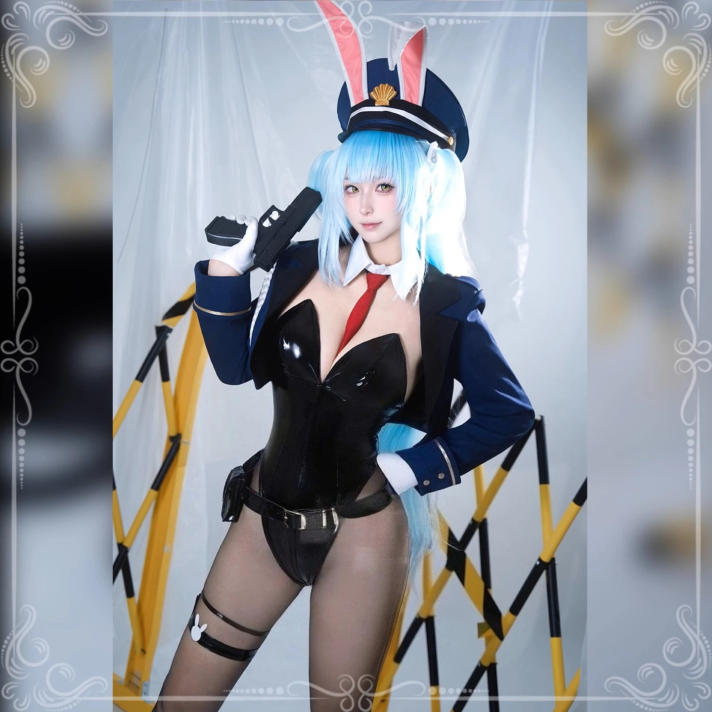 

Women's Bunny Girl Rabbit Officer Uniform Jumpsuit Full Set Cosplay Costume Halloween Party Azur Lane HMS Neptune Role Play