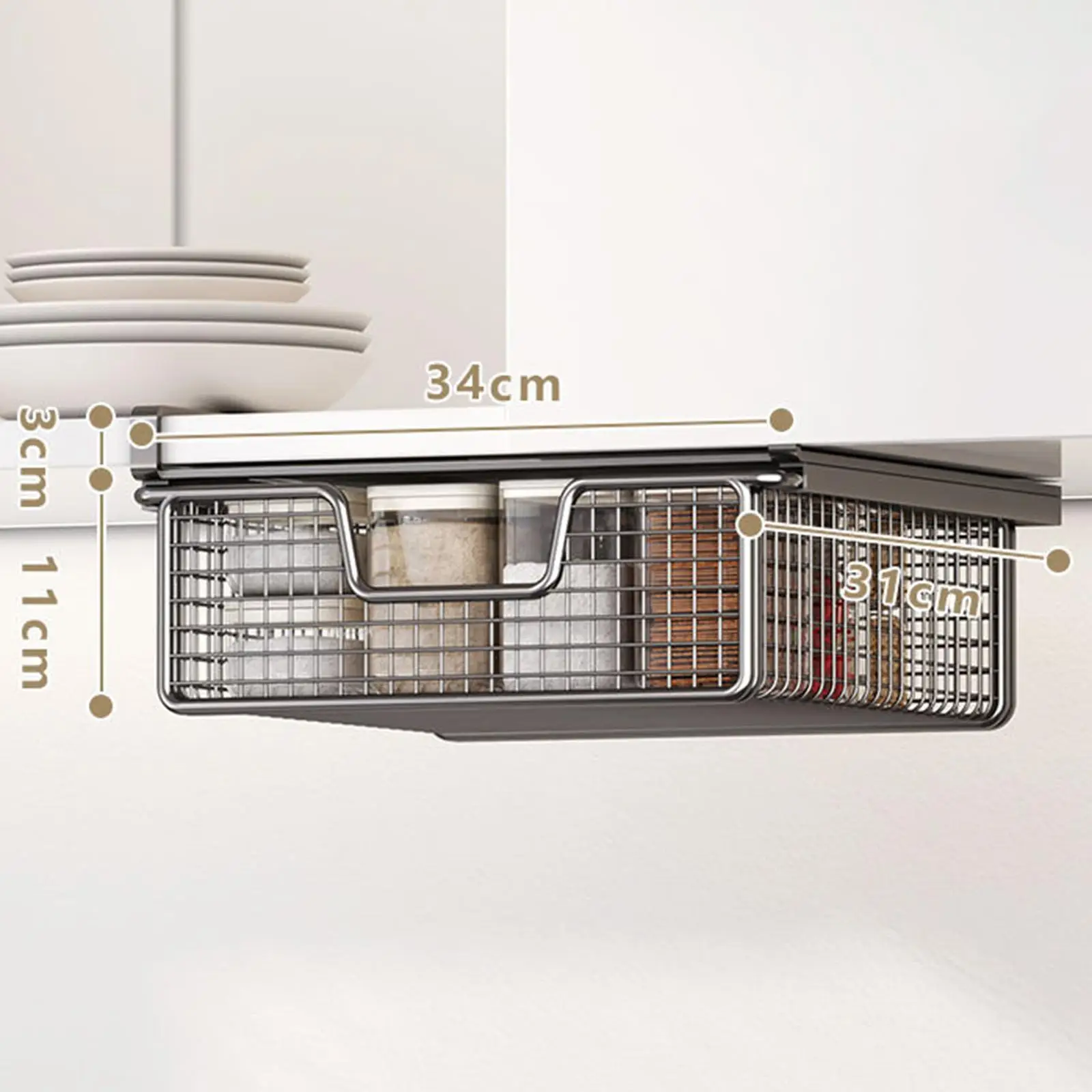 Cestino da cucina sotto l'armadio Scaffale multiuso per appendere senza punzonatura, scaffale per armadio, dispensa, ufficio, cucina, bagno
