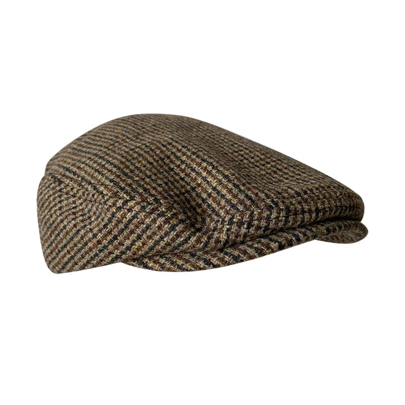 New Wool Flat Cap Men\'s Golf Cabbie Hat Gatsby Ivy Cap Irish Hunting Hat Newsboy Driver Cabbies Beret 09