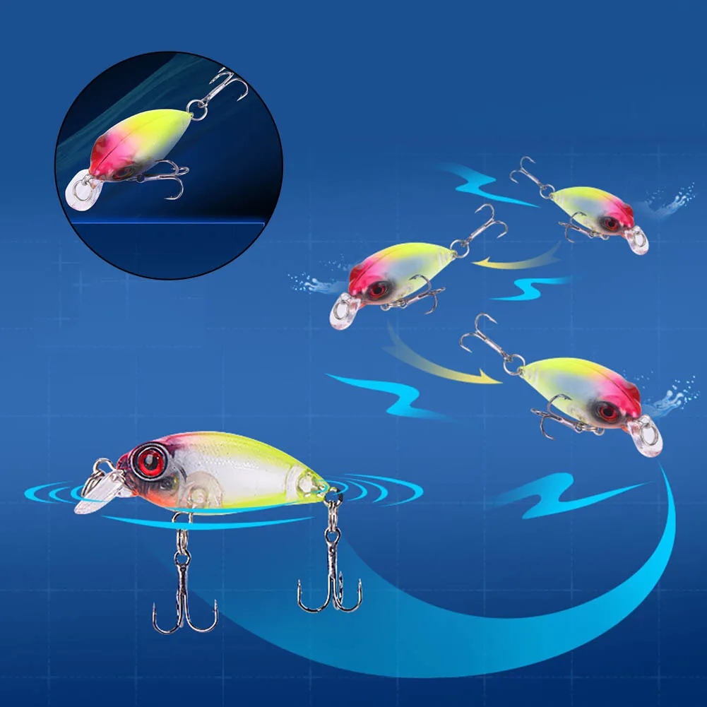 3.7cm/2.9g Artificial Bait Minnow Fishing Lure Bass Crankbait Environment-friendly Plastic Tackle Wobbler Fishing Accessories