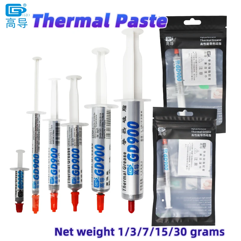 Peso líquido 1/3/7/15/30 gramas de alto desempenho gd900 pasta de graxa condutora térmica composto de dissipador de calor de gesso para cpu gpu ssy