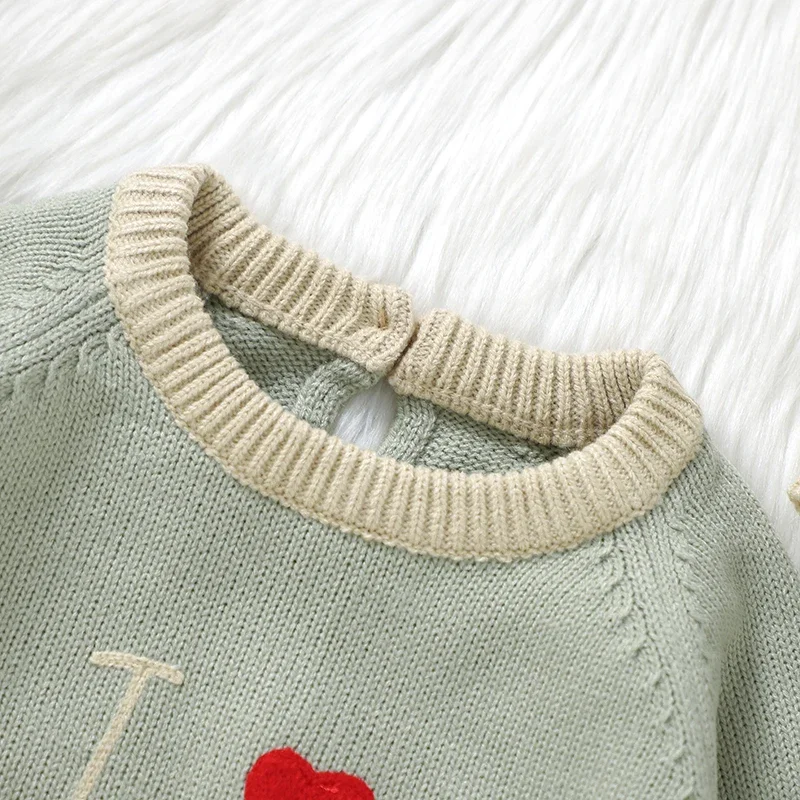 Newborn Baby Romper Knit Infant Girl Boy Jumpsuit Sets Long Sleeve Autumn Toddler Clothes Hats Fashion Letter 0-18M Overalls 2PC