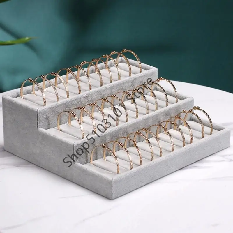 

X6HE Портативный трехъярусный ступенчатый футляр для ювелирных изделий с бархатной отделкой, прочные материалы